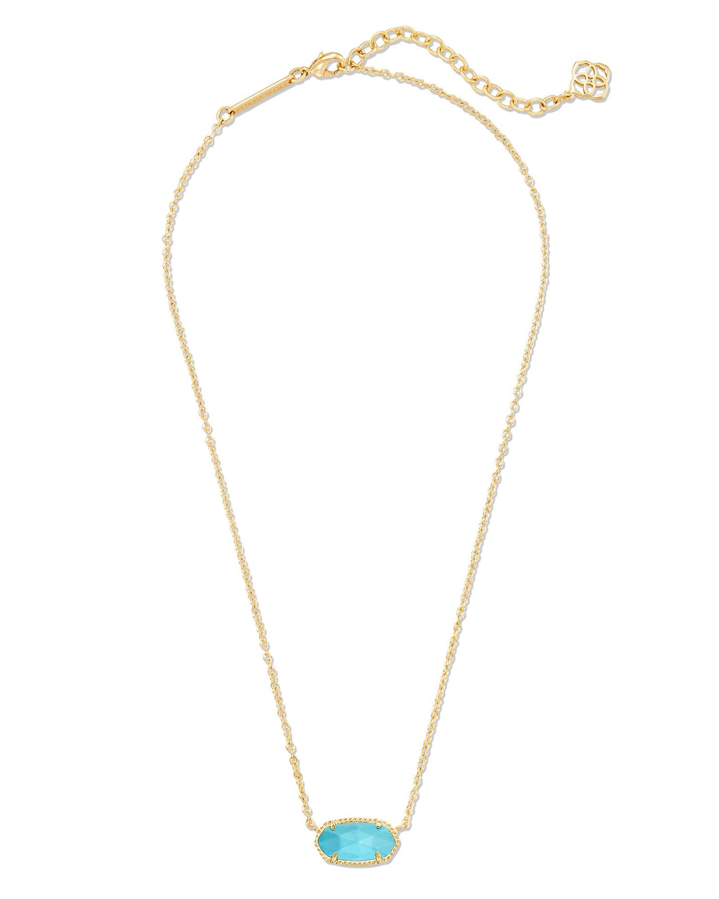 Kendra Scott Elisa Pendant Necklace in Gold Turquoise Magnesite full view.