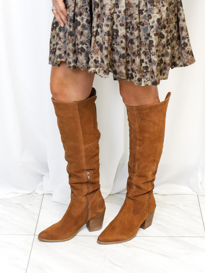 Diba True Full Suede Knee-High Boots front view.