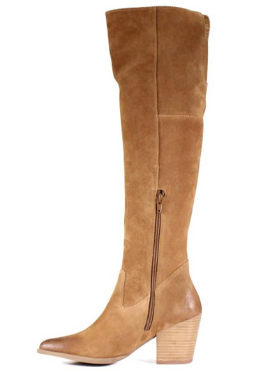 Diba True Full Suede Knee-High Boots with zipper.