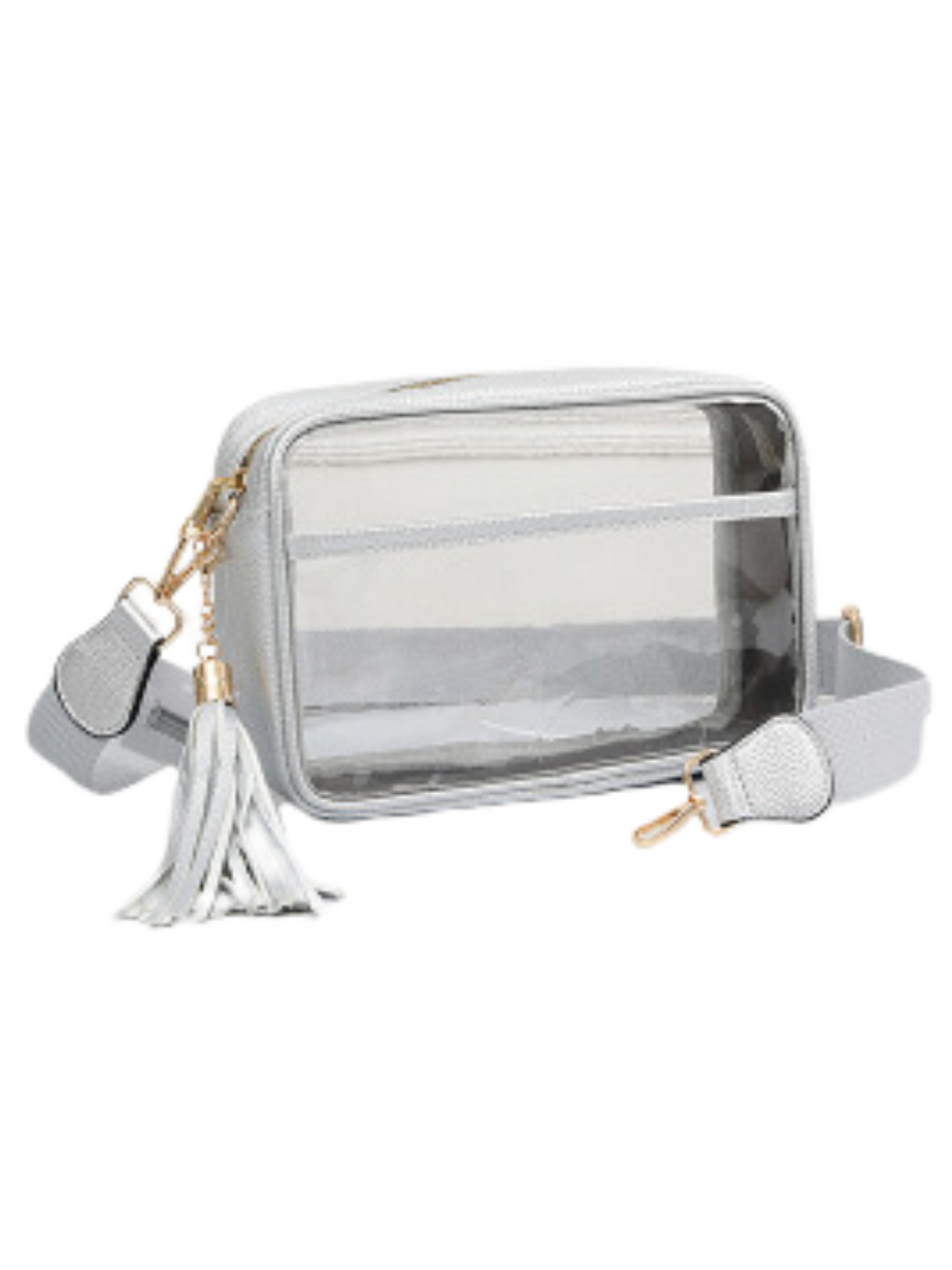 Clear Stadium Tassel Crossbody silver