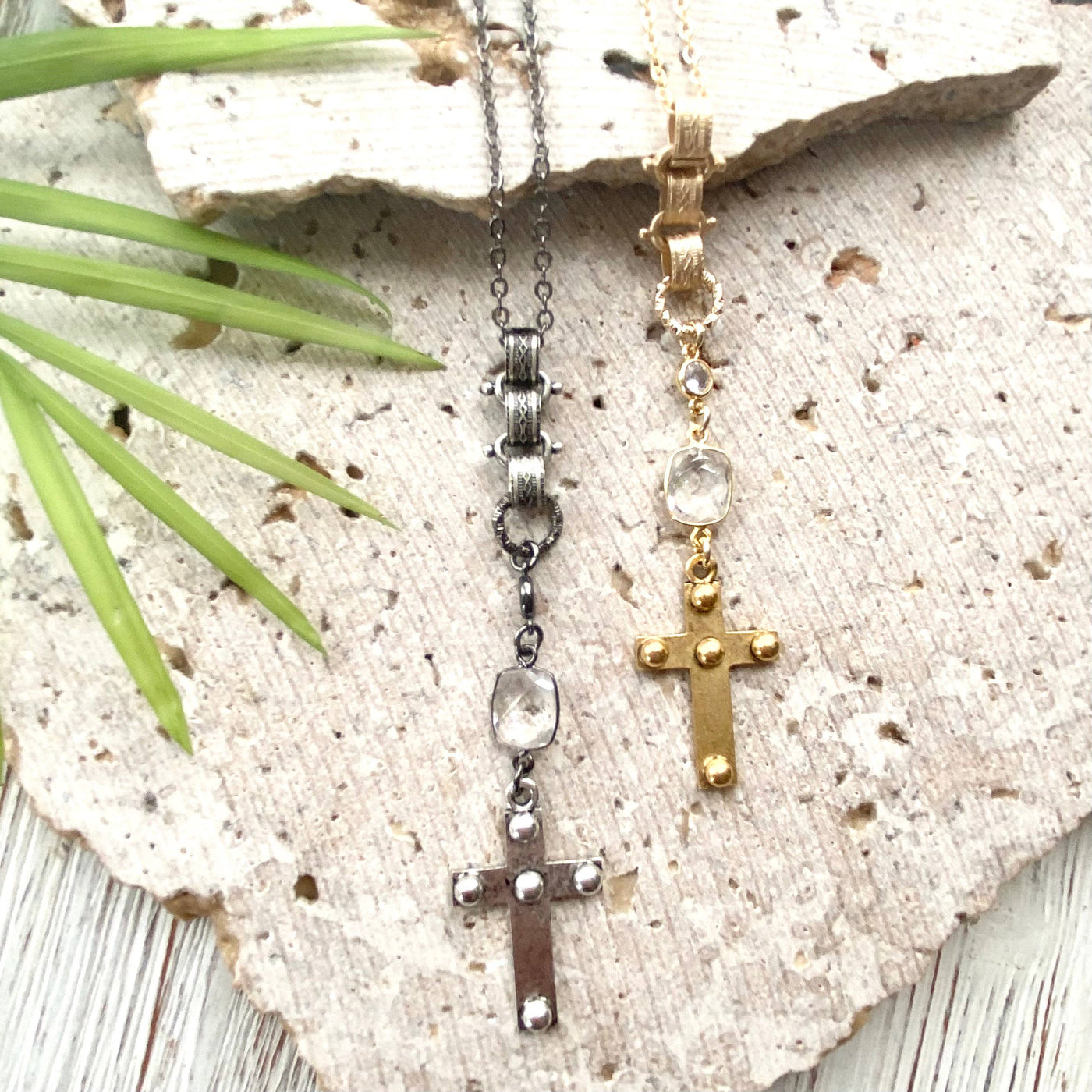 VB&CO Designs Handmade Jewelry Cross - Silver/Gold