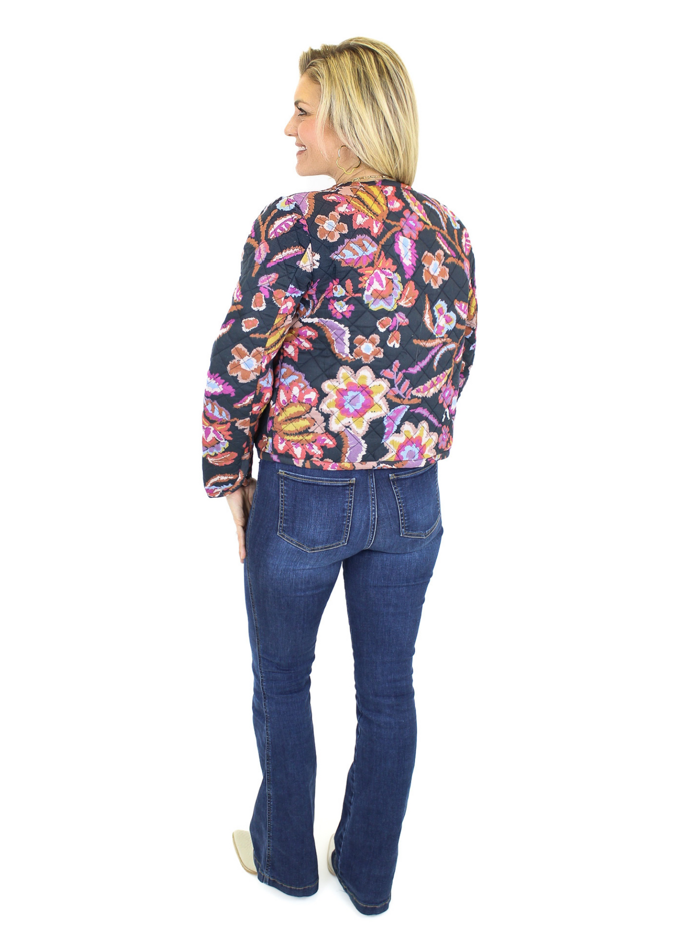 Molly Bracken Liv Floral Quilted Jacket back view.