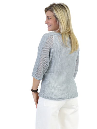 Boatneck Popover - Grey back view.