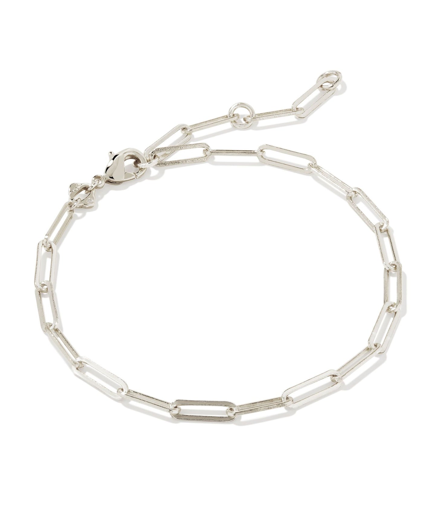 Kendra Scott Silver Courtney Paperclip Bracelet on white background.