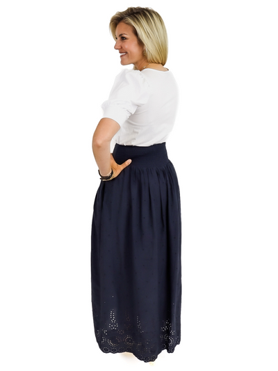 Ciebon Eyelet Maxi Skirt - Navy back view