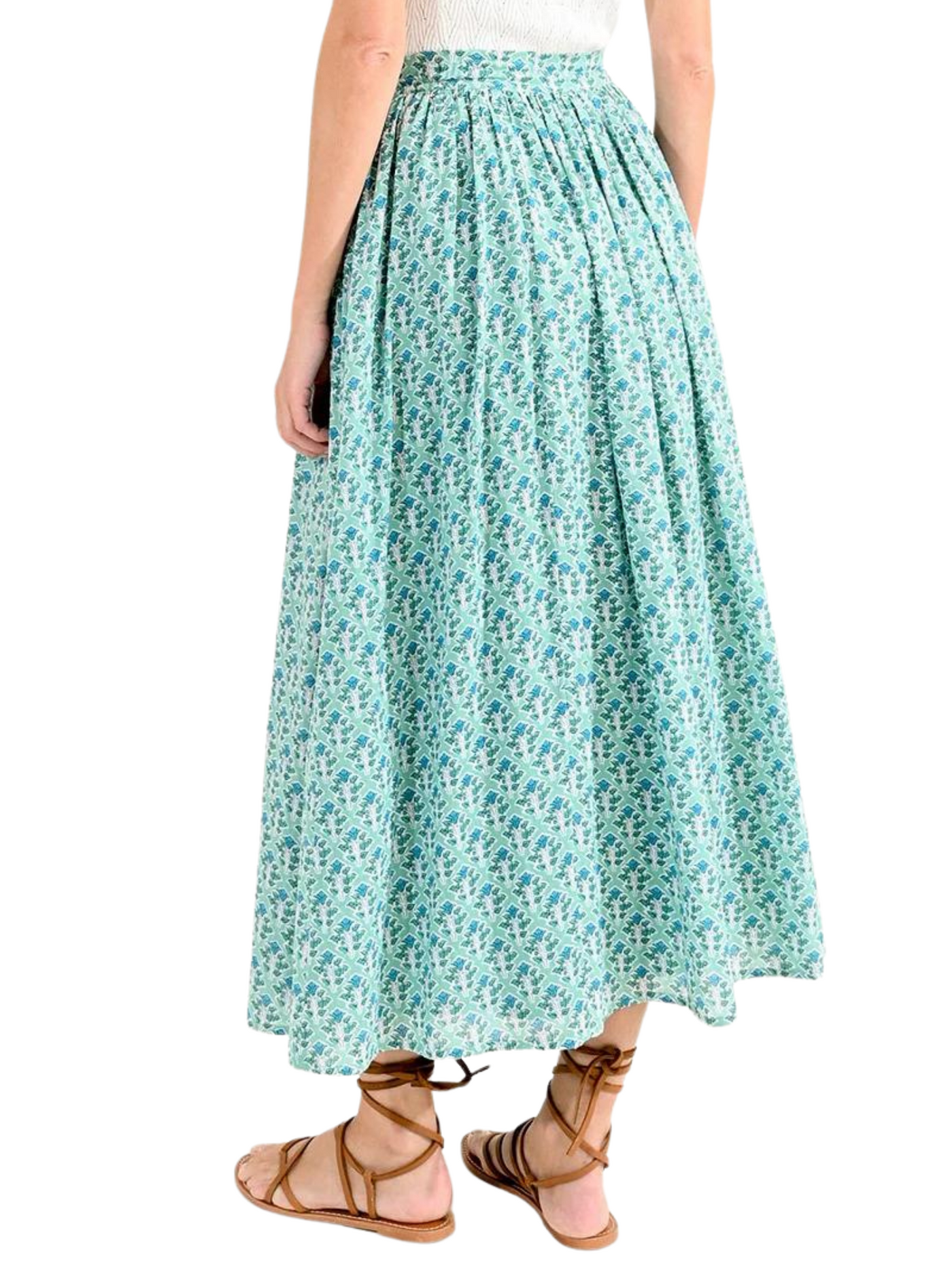 Molly Bracken Veil Maxi Skirt - Green back view.