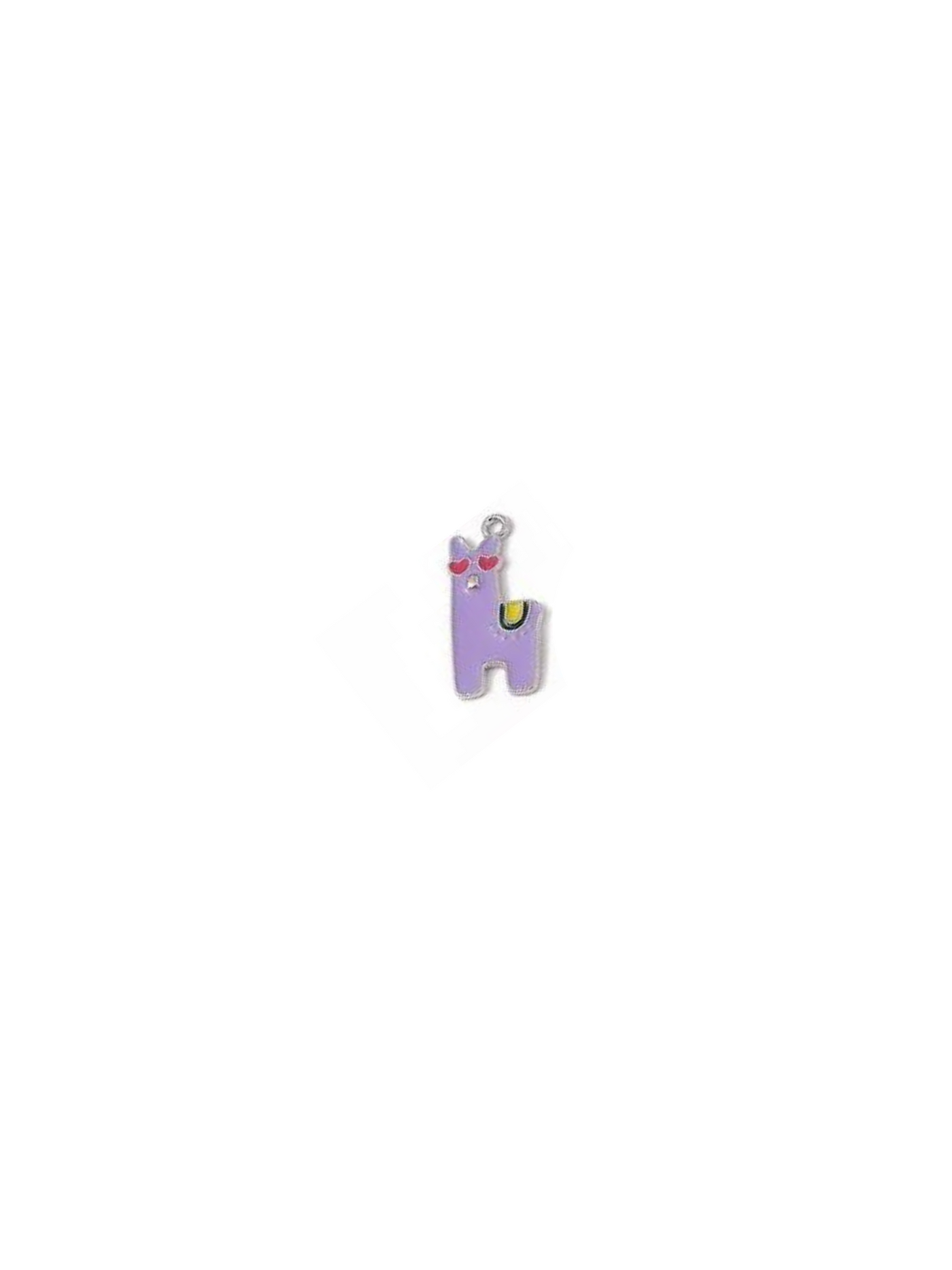 Purple alpaca charm on white background.