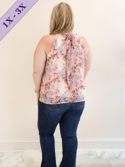 Yoryo Chiffon Floral Top back view of bow.