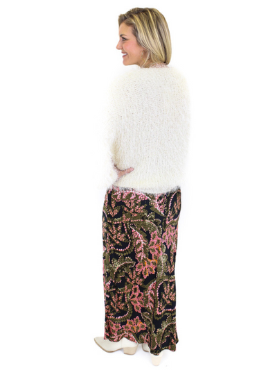 Esqualo Floral Maxi Skirt - Black Multi back view.