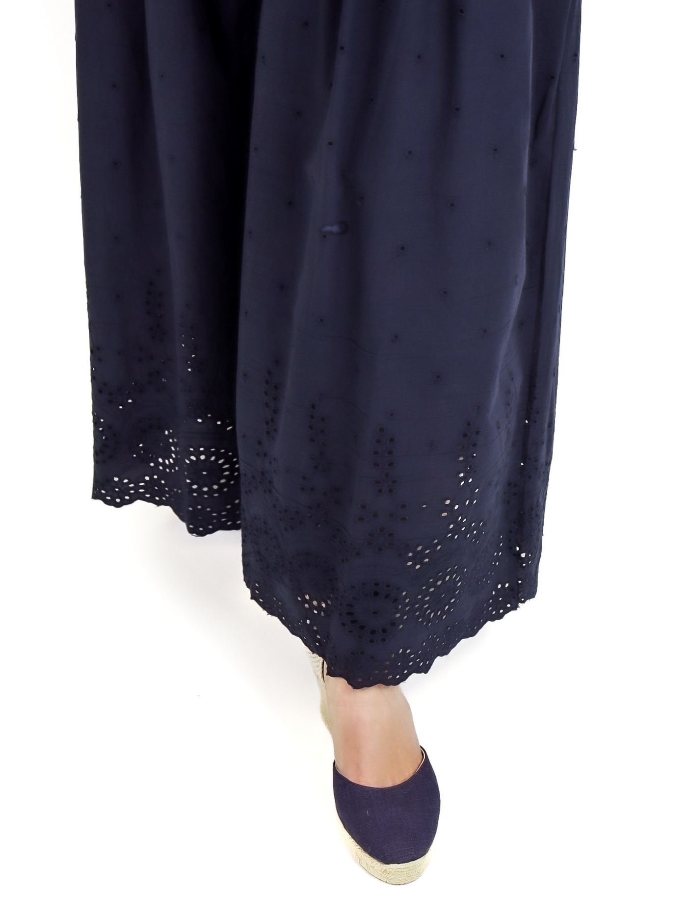 Ciebon Eyelet Maxi Skirt - Navy eyelet view.