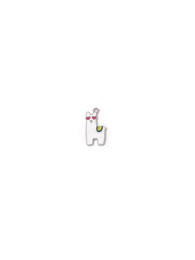 White alpaca charm on white background.