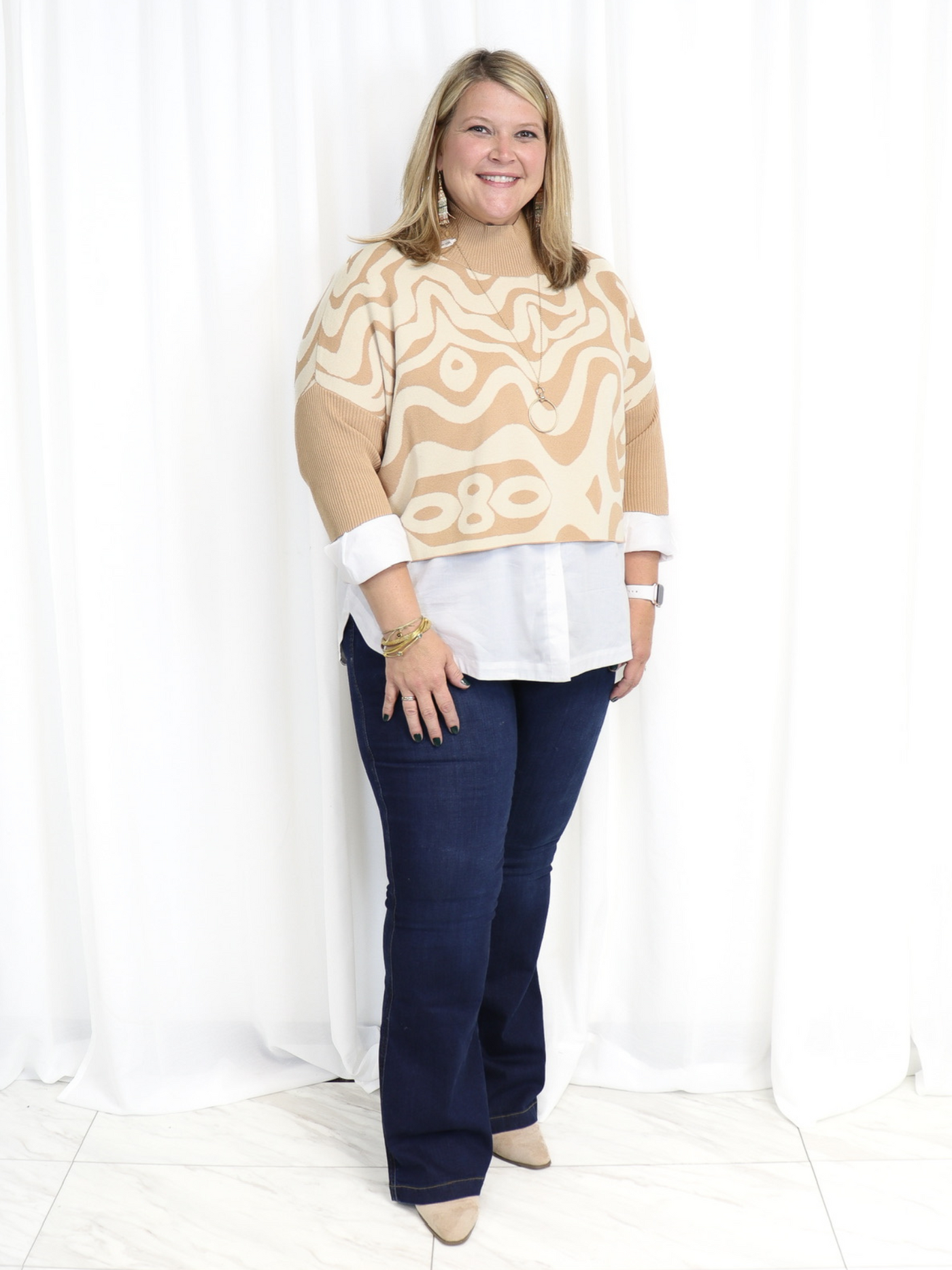 Rumba 3/4 Sleeve Sweater on size 16.