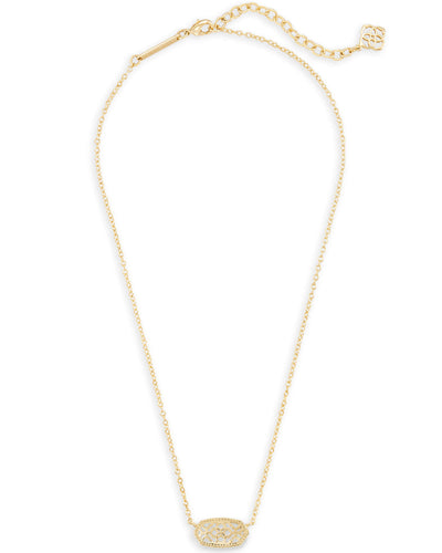 Kendra Scott Elisa Pendant Necklace in Gold Filigree full view.