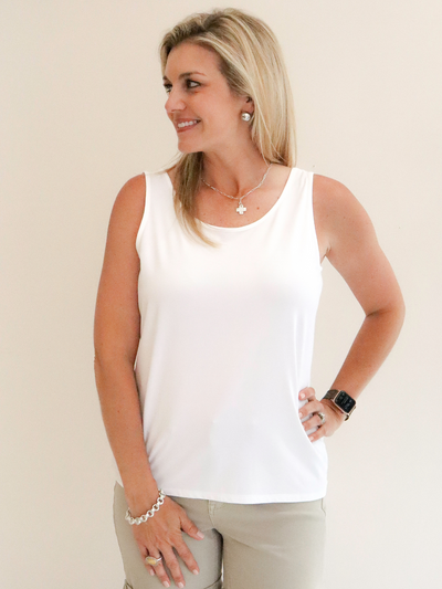 Charlie B Reversible Bamboo Cami white round view.