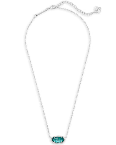 Kendra Scott Elisa Pendant Necklace Silver London Blue on white background, full front view.