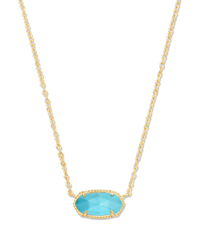 Kendra Scott Elisa Pendant Necklace in Gold Turquoise Magnesite closeup.