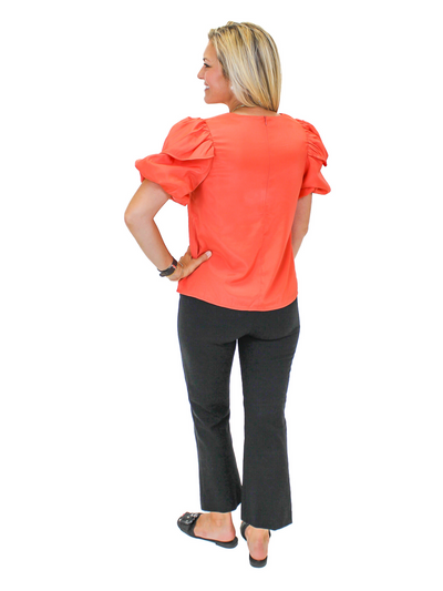 Puff Sleeve Top - Coral