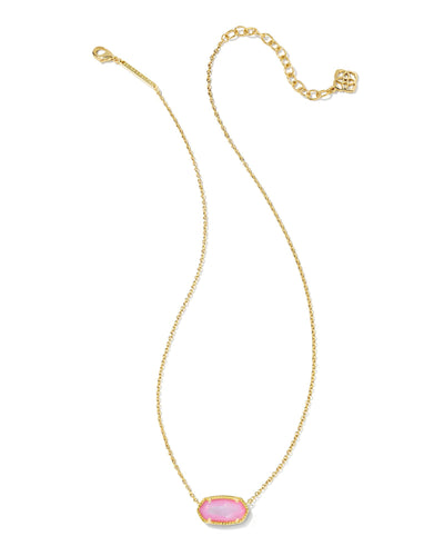 Kendra Scott Elisa Pendant Necklace in Gold Blush Mother of Pearl on white background, full front view.