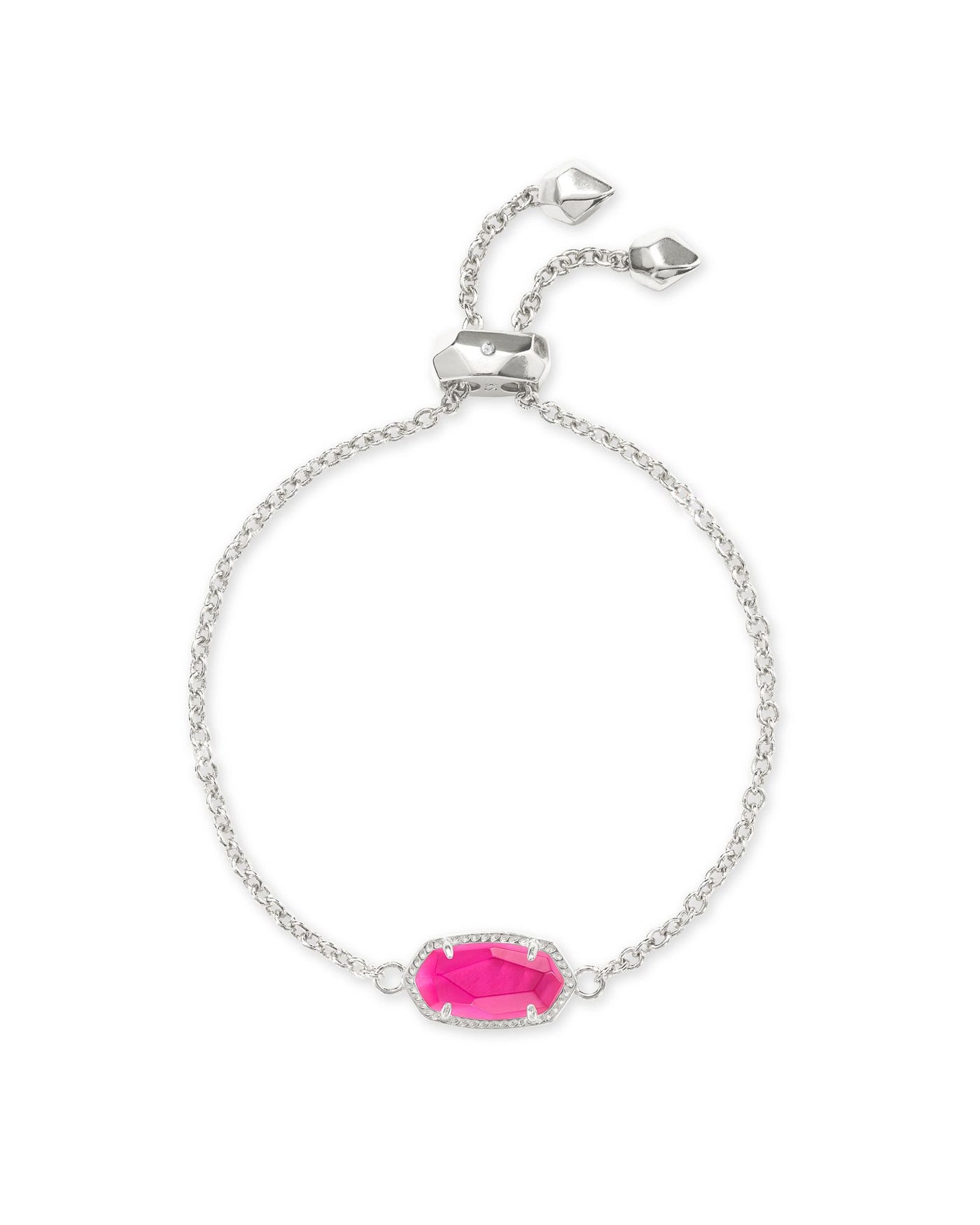 Kendra Scott Elaina Adjustable Chain Bracelet in Silver Azalea Illusion on white background.