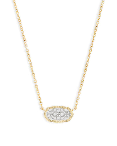 Kendra Scott Elisa Pendant Necklace in Gold Rhodium Filigree Mix closeup.