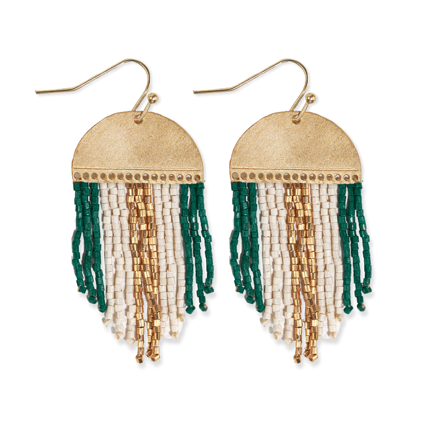 Claudia Emerald Beaded Fringe Earrings