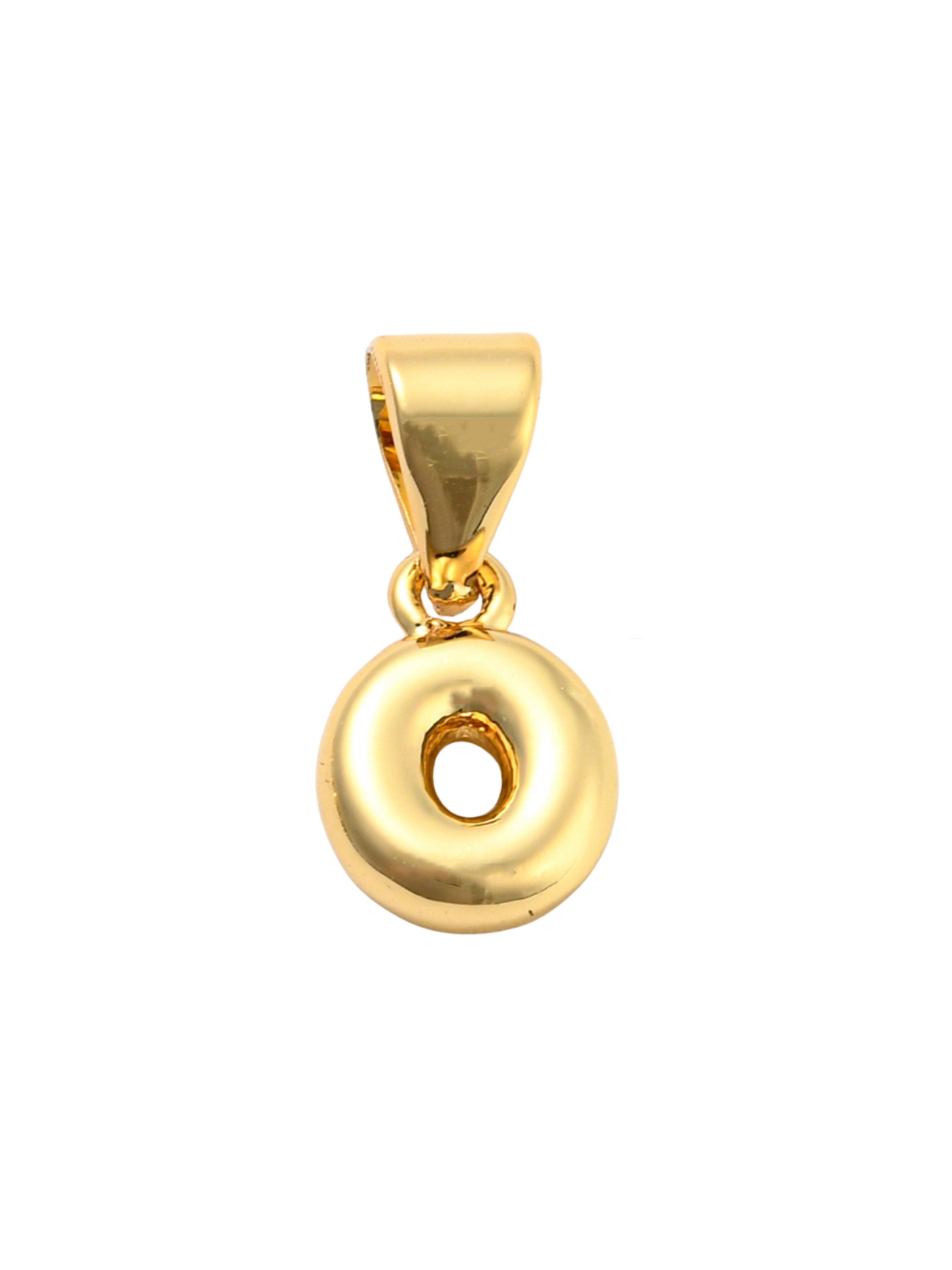 Gold Mini 18K Bubble Letter "O" Charm