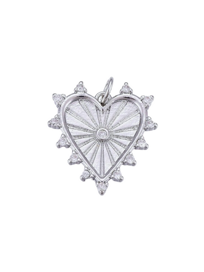 Front of the Silver Cubic Zirconia Starburst Heart