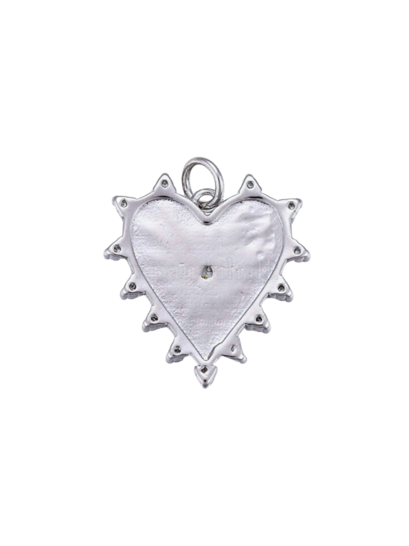 Back of the Silver Cubic Zirconia Starburst Heart