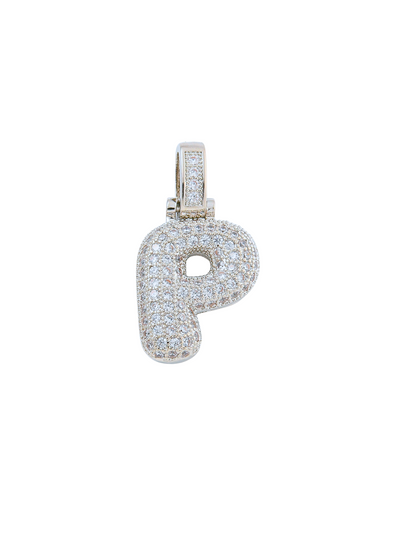 Front view of the Silver Rhinestone Bubble Letter "P" Charm