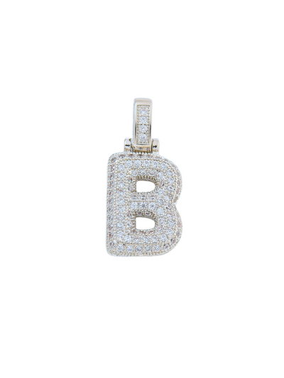 Front view of the Silver Rhinestone Bubble Letter "B" Charm