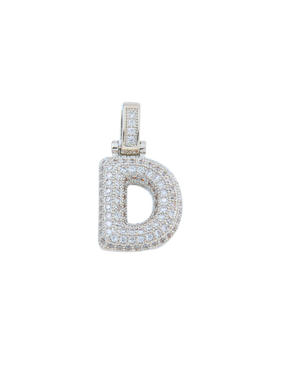 Front view of the Silver Rhinestone Bubble Letter "D" Charm