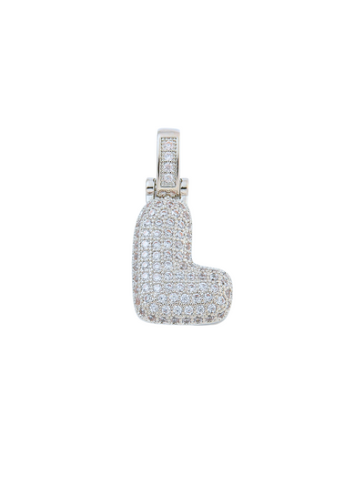 Front view of the Silver Rhinestone Bubble Letter "L" Charm