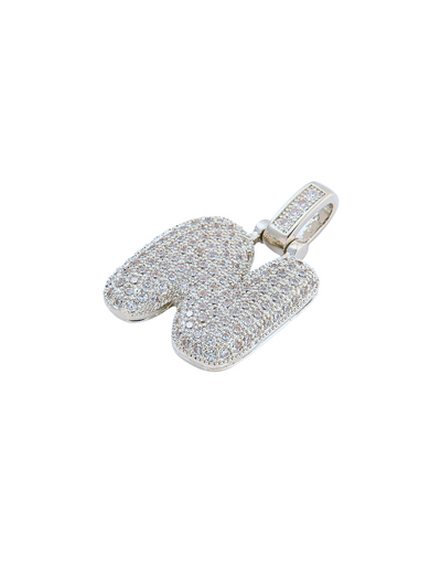 Side view of the Silver Rhinestone Bubble Letter "N" Charm