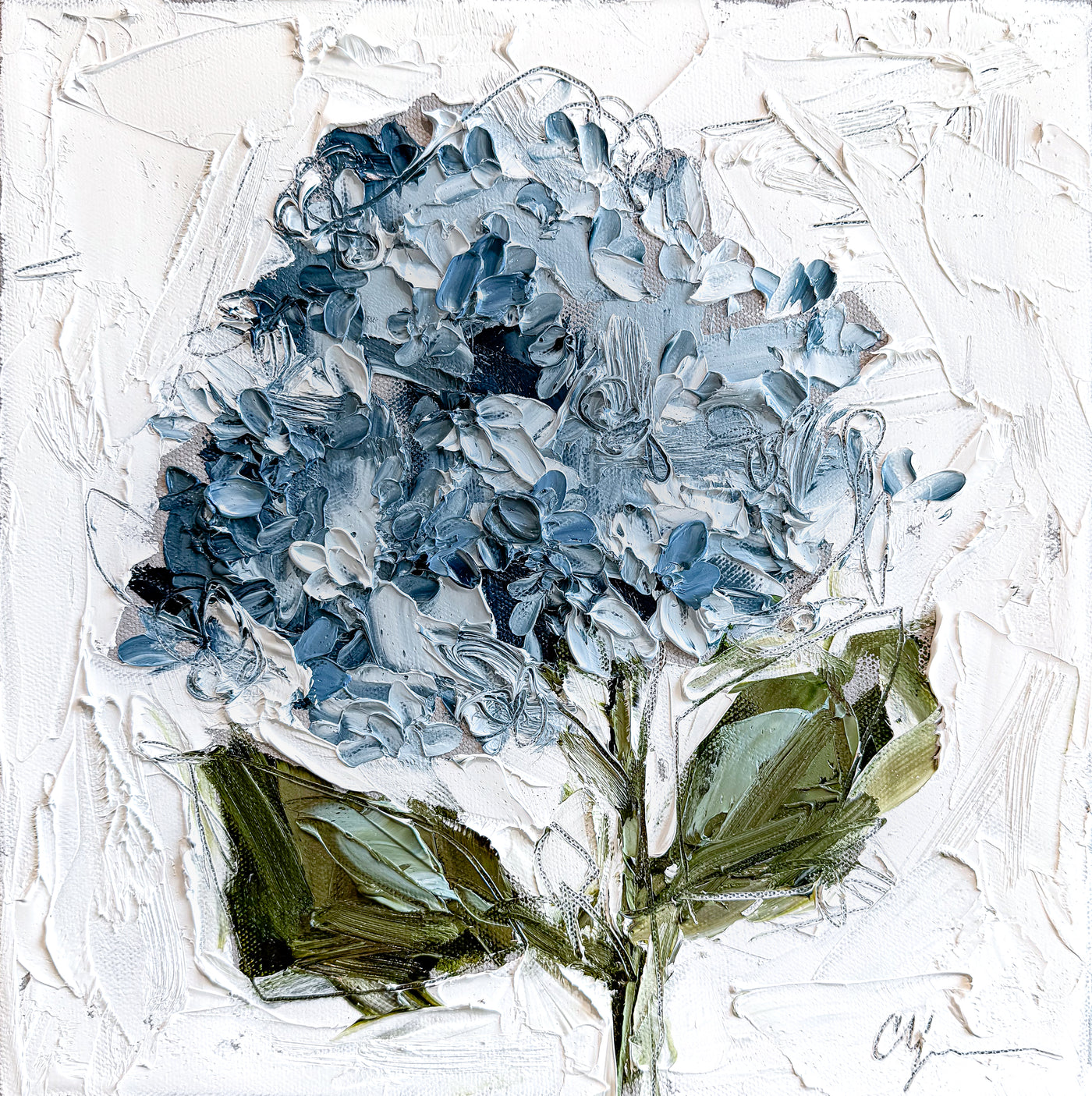 Blue Hydrangea XX | 12" h x 12" w | Oil