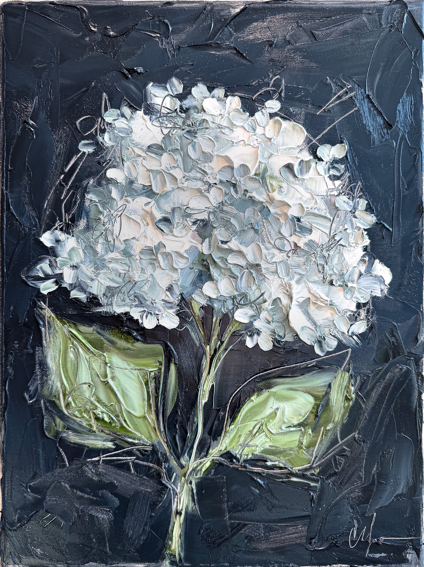 Hydrangea on Blue VII | 22" h x 18" w | Framed