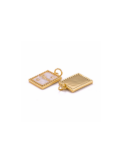 Front and back view of Gold Embellished Rectangular Mama Charm