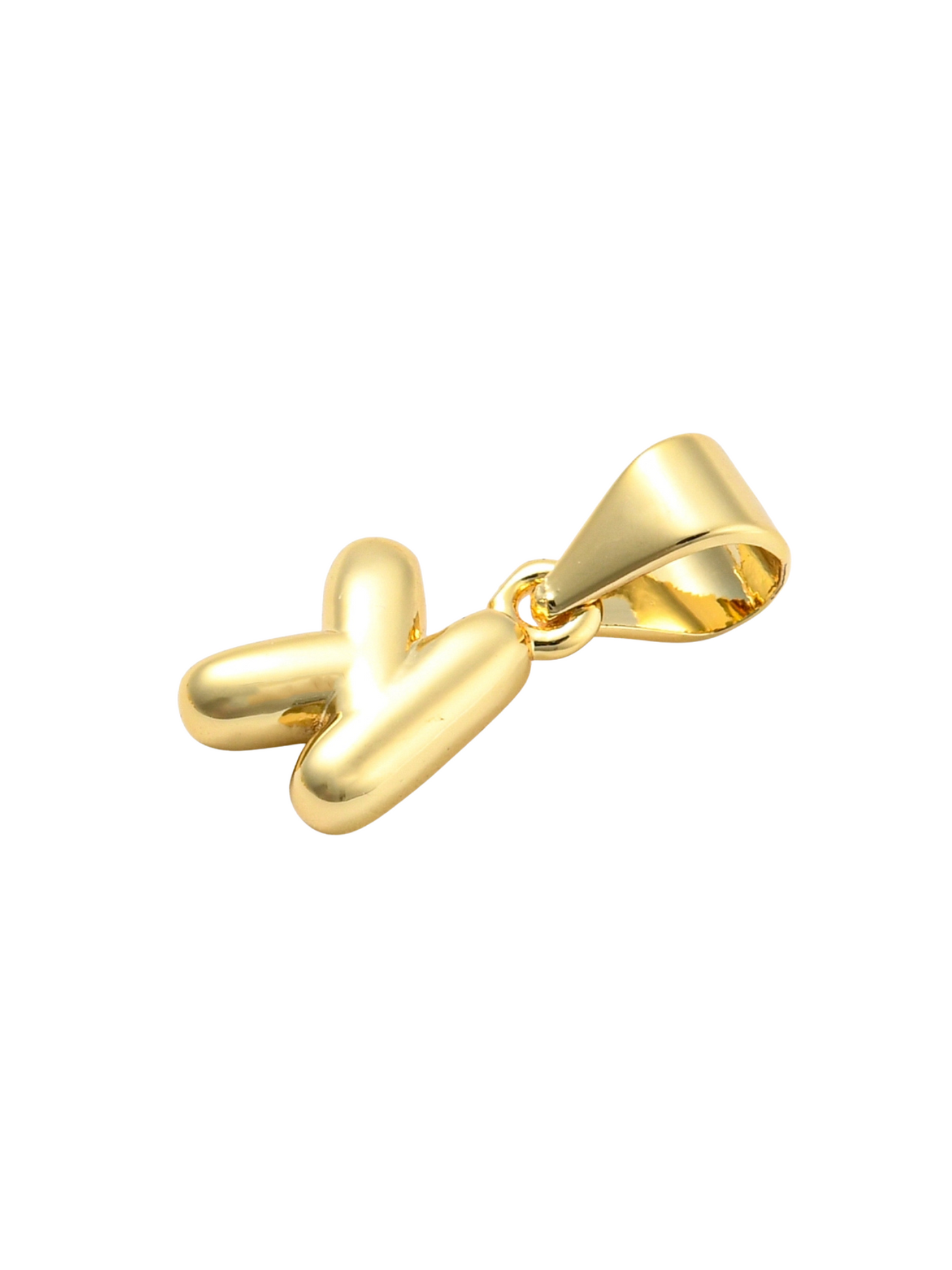 Back of the Gold Mini 18K Bubble Letter "K" Charm