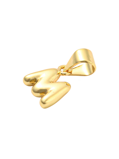 Back of the Gold Mini 18K Bubble Letter "M" Charm