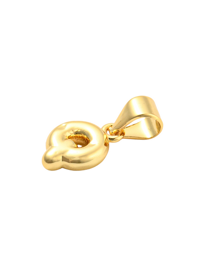 Back of the Gold Mini 18K Bubble Letter "Q" Charm