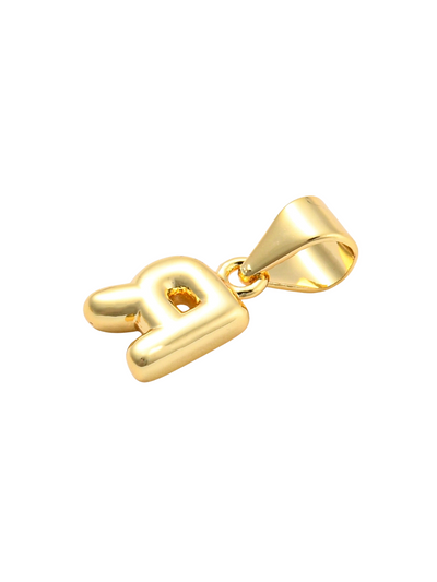 Back of the Gold Mini 18K Bubble Letter "R" Charm