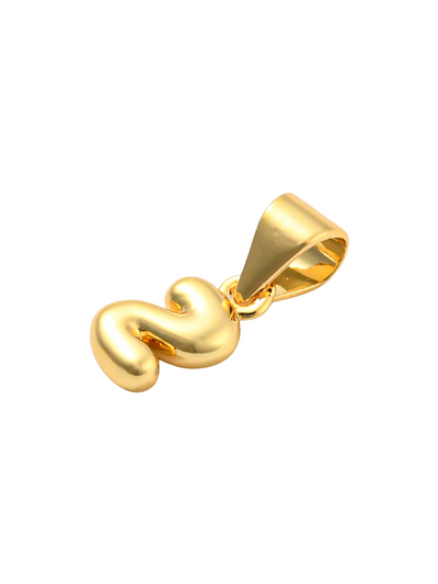 Back of the Gold Mini 18K Bubble Letter "S" Charm