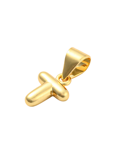 Back of the Gold Mini 18K Bubble Letter "T" Charm