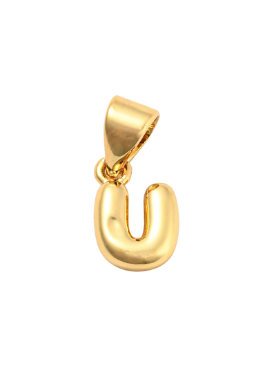 Front of the Gold Mini 18K Bubble Letter "U" Charm