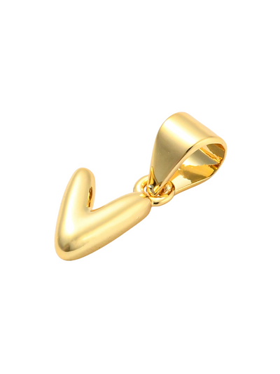 Back of the Gold Mini 18K Bubble Letter "V" Charm