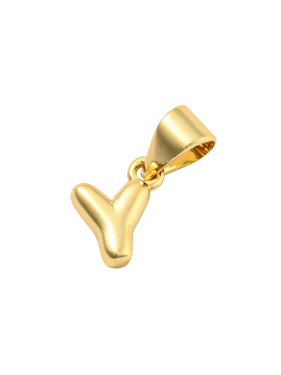 Front of the Gold Mini 18K Bubble Letter "Y" Charm