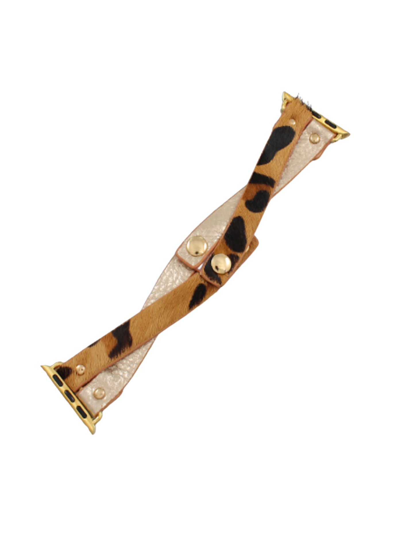 38MM Animal Print Crisscross Smart Watch Band on white background.