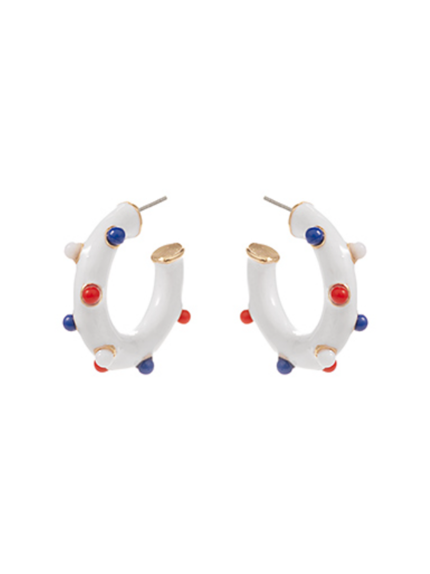 Patriotic Chunky Hoop Earrings on white background.