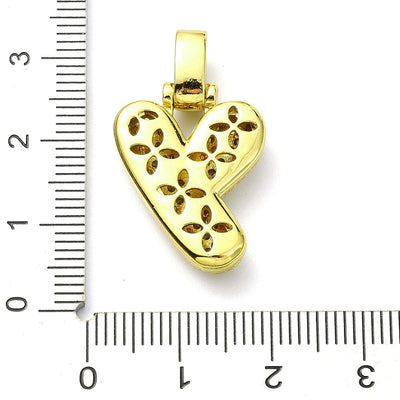 Gold Rhinestone Bubble Letter "Y" Charm