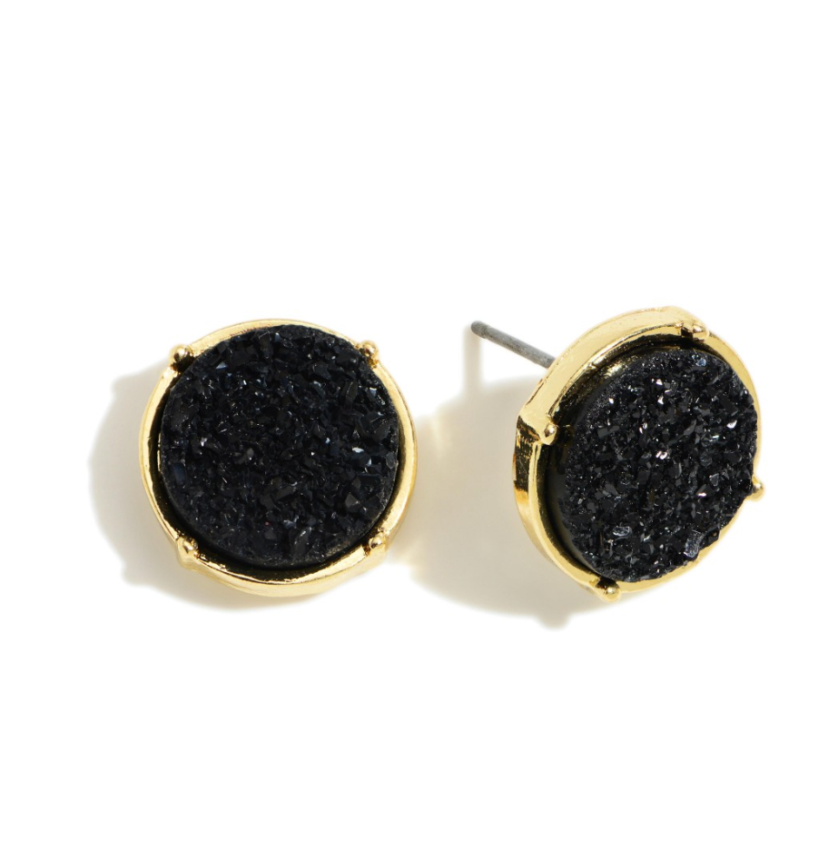 Drusy Stud Earrings in black.