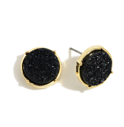 Drusy Stud Earrings in black.